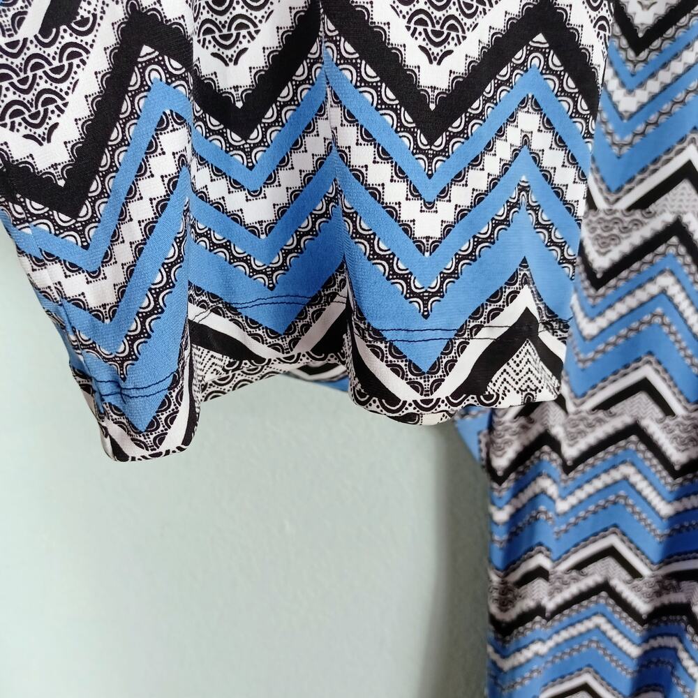 NEW DIRECTIONS Petite Womens PXL Blue Black White Chevron Zig Zag Palazzo Pants - Picture 4 of 6